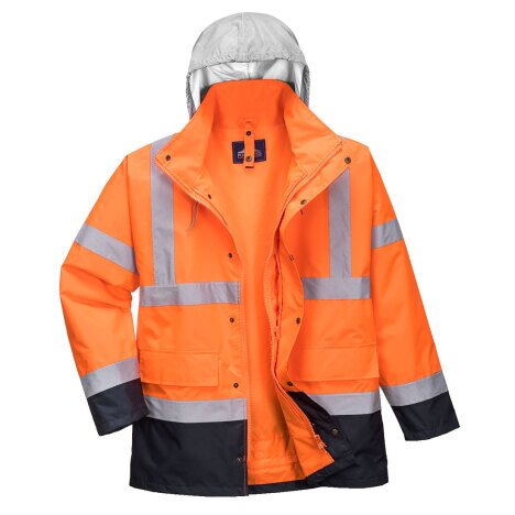 Jacheta contrast trafic Hi-Vis 4-in-1 Portwest S471, Portocaliu/Navy